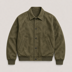 Military Green men's casual jacket displayed straight on against a plain studio background.