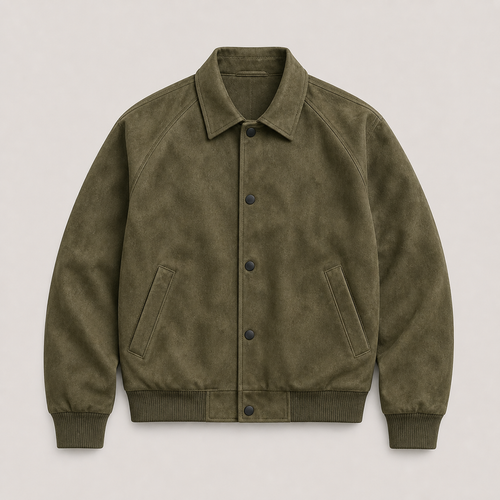 Military Green men's casual jacket displayed straight on against a plain studio background.