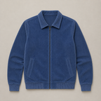 Haze Blue men's corduroy jacket displayed straight on against a plain studio background.