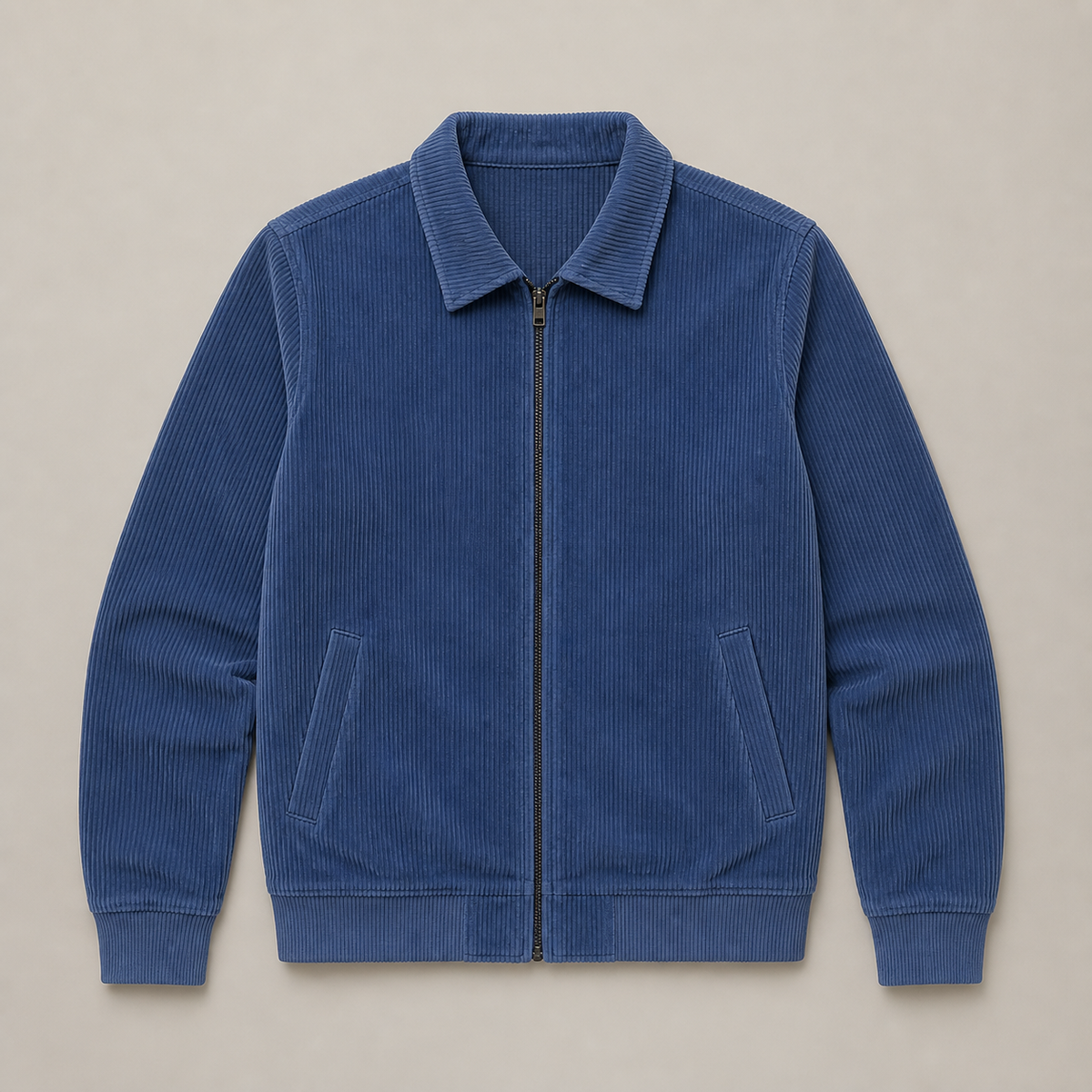 Haze Blue men's corduroy jacket displayed straight on against a plain studio background.