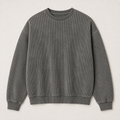 Grey men's crewneck sweatshirt displayed straight on against a plain studio background.