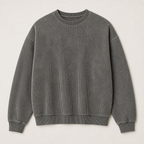 Grey men's crewneck sweatshirt displayed straight on against a plain studio background.