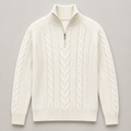 White men's half zip sweater displayed straight on against a plain studio background.