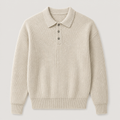 Oatmeal Color men's polo sweater displayed straight on against a plain studio background.