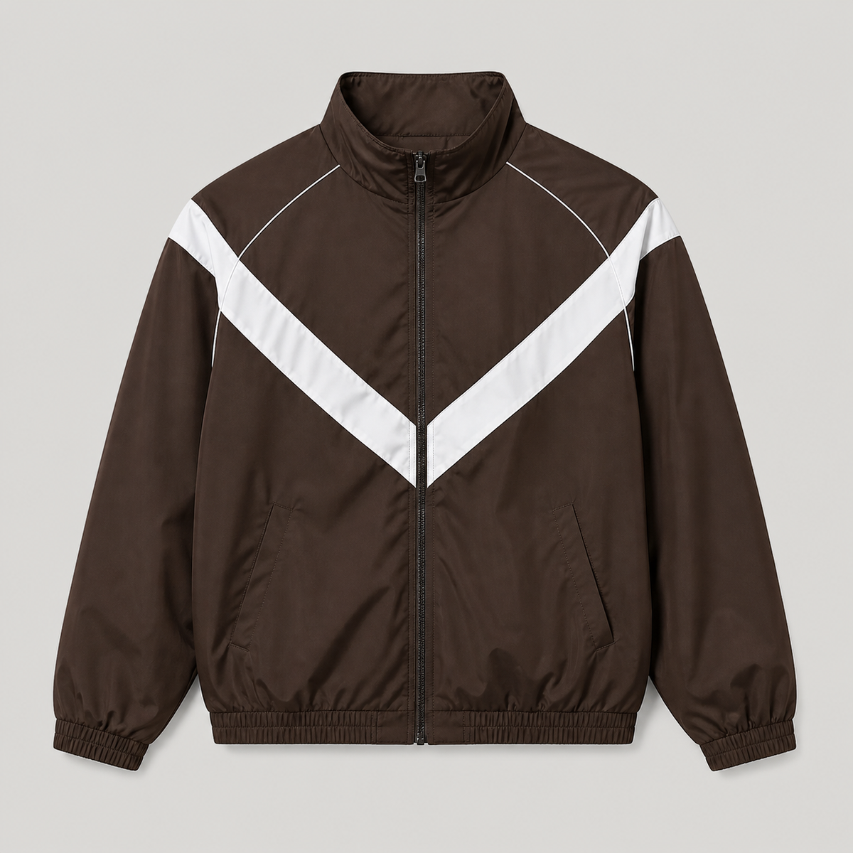 Coffee Color men's windbreaker jacket displayed straight on against a plain studio background.